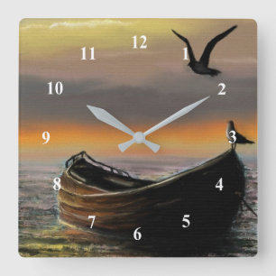 Horloge Carrée Calme - Aquarelle