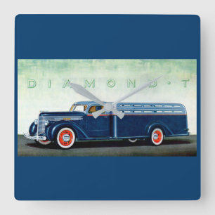 Horloge Carrée Camion 1937 de bleu du diamant T
