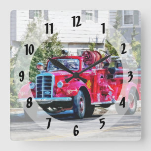 Horloge Carrée Camion de pompiers à l'ancienne