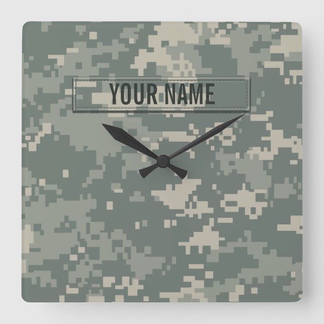Horloge Carrée Camouflage ACU de l'armée sur mesure (Recto)