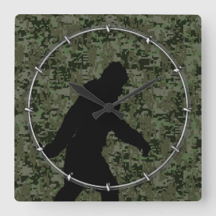 Horloge Carrée Camouflage de Digitals de région boisée de