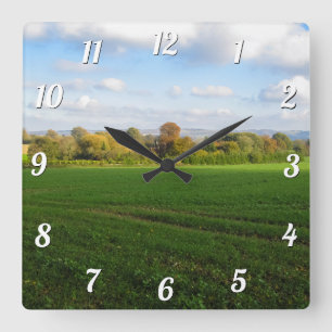 Horloge Carrée Campagne d'automne en anglais - Custom