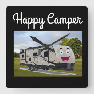 Horloge Carrée Camping Happy Retirement in ithe RV by Funnycoomb