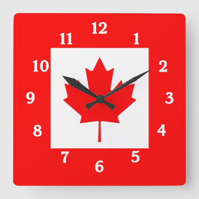 Horloge Carrée Canadian Flag Wall Clock (Recto)