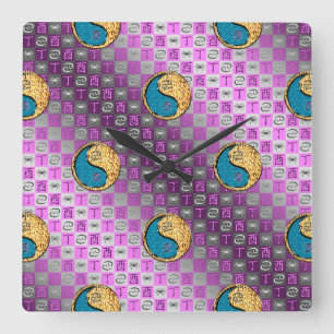 Horloge Carrée Cancer & Coq de feu