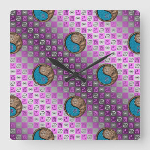 Horloge Carrée Cancer & Coq de Terre
