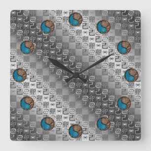 Horloge Carrée Cancer & Lapin de Terre