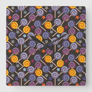 Horloge Carrée Candy pattern Lollies 1lipop
