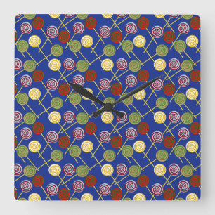 Horloge Carrée Candy pattern   Lollies 2
