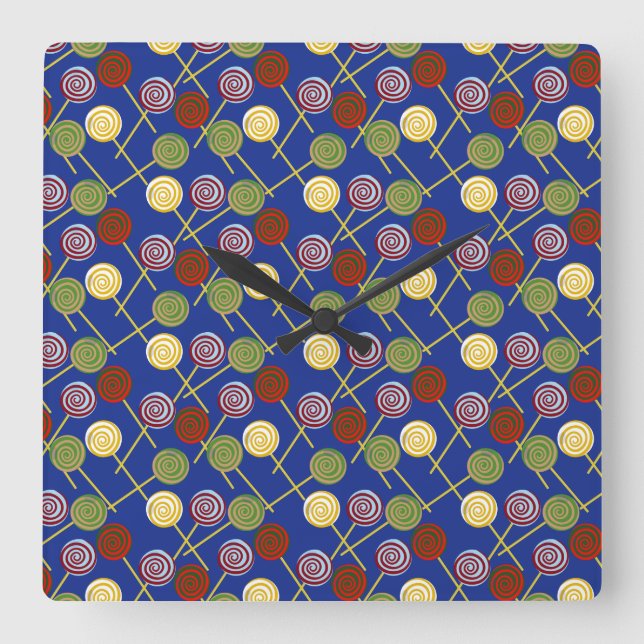 Horloge Carrée Candy pattern | Lollies 2 (Recto)