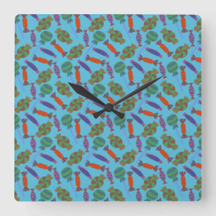 Horloge Carrée Candy pattern Lollies lollipop 36