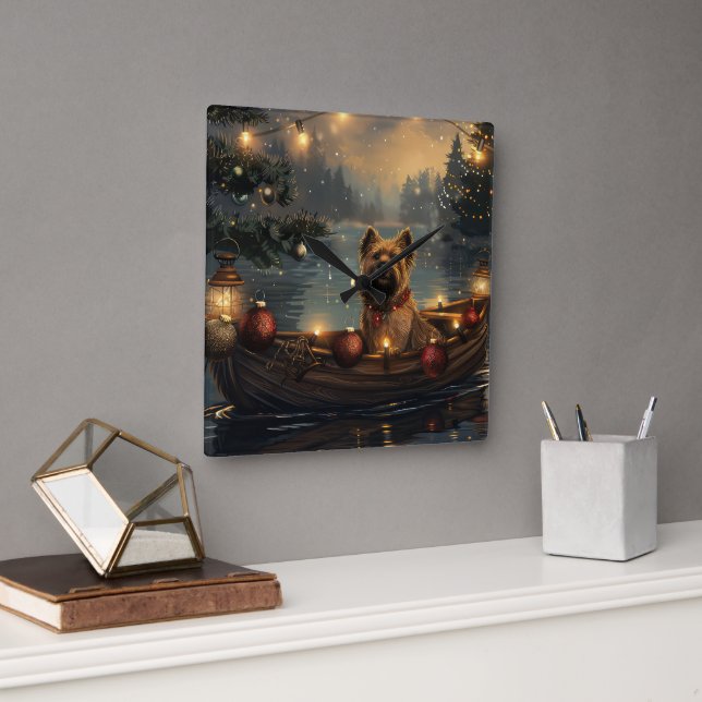 Horloge Carrée Cane Corso Noël Festive Voyage (Bureau)