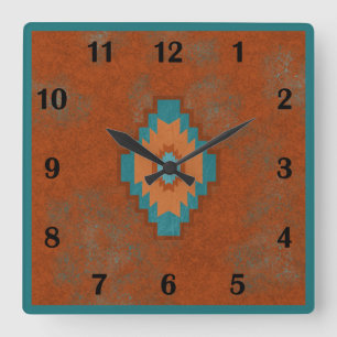 Horloge Carrée Canyons Sud-Ouest Géométrique Style Régulier Carré