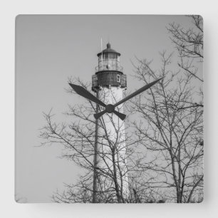 Horloge Carrée Cape May Light b/w