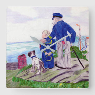 Horloge Carrée Capitaine de la marine marchande et petit-fils