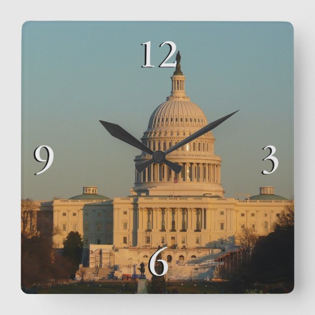 Horloge Carrée Capitol à Noël Washington DC Holiday (Recto)