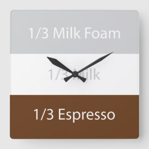 Horloge Carrée Cappuccino café recette   Conception de texte