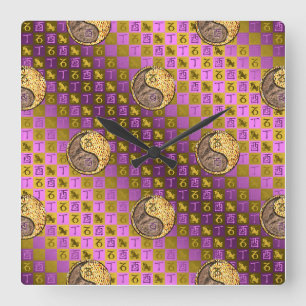 Horloge Carrée Capricorne & Coq de feu