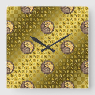 Horloge Carrée Capricorne & Dragon de feu