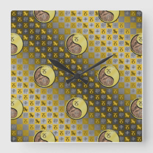 Horloge Carrée Capricorne & Lapin Métal