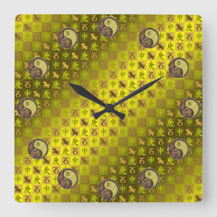 Horloge Carrée Capricorne & Singe de métal