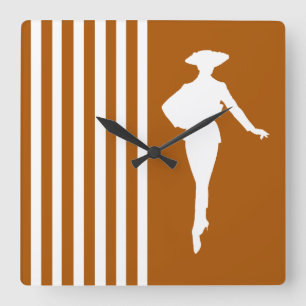 Horloge Carrée Caramel Grandes Modernes avec Silhouette Mode