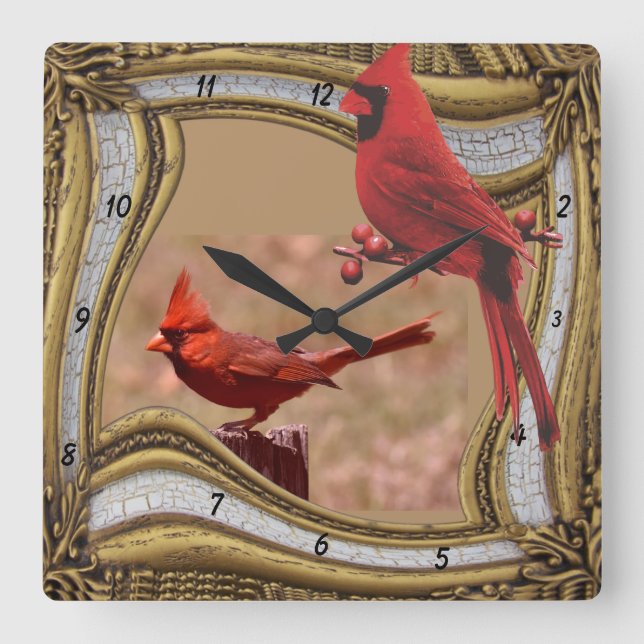 HORLOGE CARRÉE CARDINAL ON THE FRAME   SQUARE WALL CLOCK (Recto)