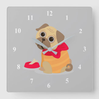 Horloge Carrée Carlin Love adorable carlin chiot chien