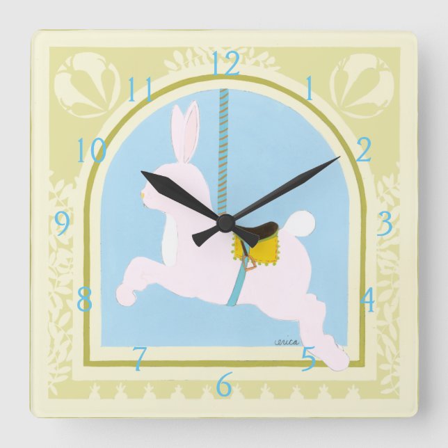 Horloge Carrée Carousel Rabat par Juin Erica Vess (Recto)