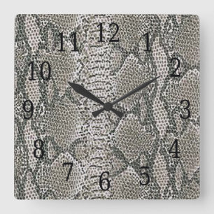 Horloge Carrée Carré de la peau de serpent d'argent
