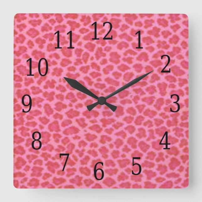 Horloge Carrée Carré de peau de léopard rose (Recto)