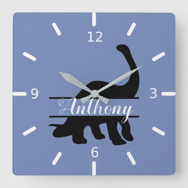 Horloge Carrée Carré Dinosaure personnalisé (Recto)