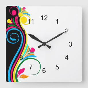Horloge Carrée Carré floral Deco