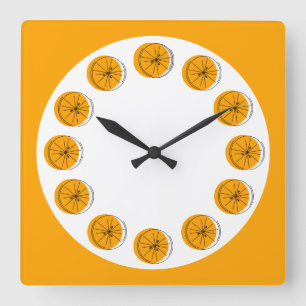 Horloge Carrée Carré multihorloge Citrus Orange