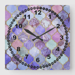 Horloge Carrée Carrelage de verre marocain