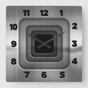 Horloge Carrée Carrés en acier concentriques