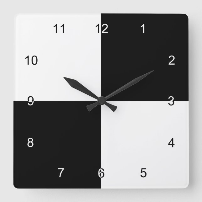 Horloge Carrée Carrés en noir et blanc (Recto)
