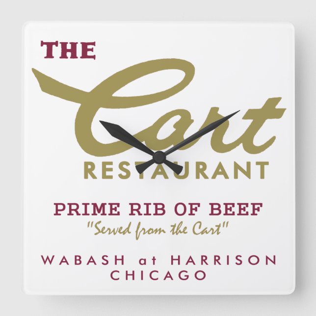 Horloge Carrée Cart Restaurant, Wabash et Harrison, Chicago, IL (Recto)