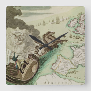 Horloge Carrée Carte d'attaque navale sur l'Angleterre par