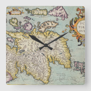 Horloge Carrée Carte de fièvre miliaire Scotia de l'Ecosse