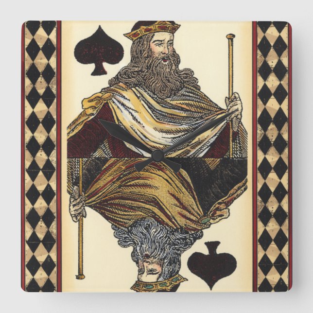 Horloge Carrée Carte de jeu King of Spades par Vision Studio (Recto)