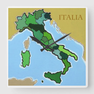 Horloge Carrée Carte de l'Italie