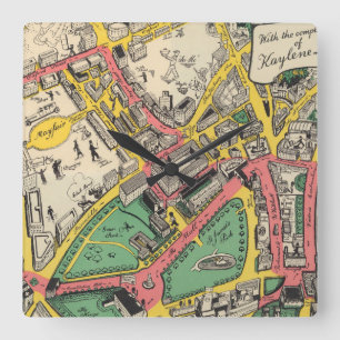 Horloge Carrée Carte de l'itinéraire de couronnement, Londres,