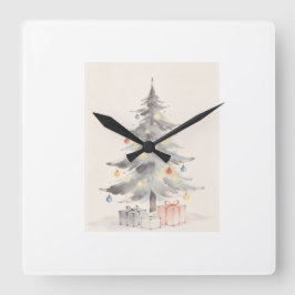Horloge Carrée Carte de Noël