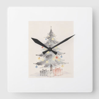 Horloge Carrée Carte de Noël
