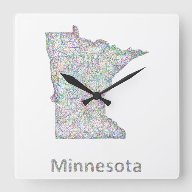 Horloge Carrée Carte du Minnesota (Recto)