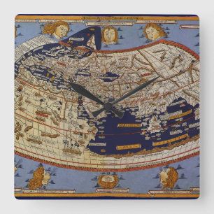 Horloge Carrée Carte du monde antique ptolemaïque, Johannes d'Arn