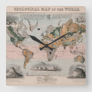 Horloge Carrée Carte géologique du monde