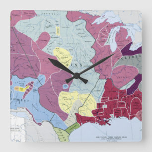 HORLOGE CARRÉE CARTE : INDIENS D'AMERIQUE