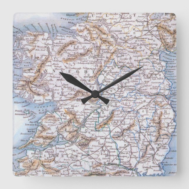 Horloge Carrée Carte : Irlande, 1851 (Recto)